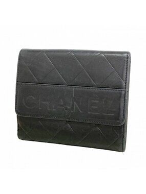 Chanel Wallet Quilted Lambskin Black Silver